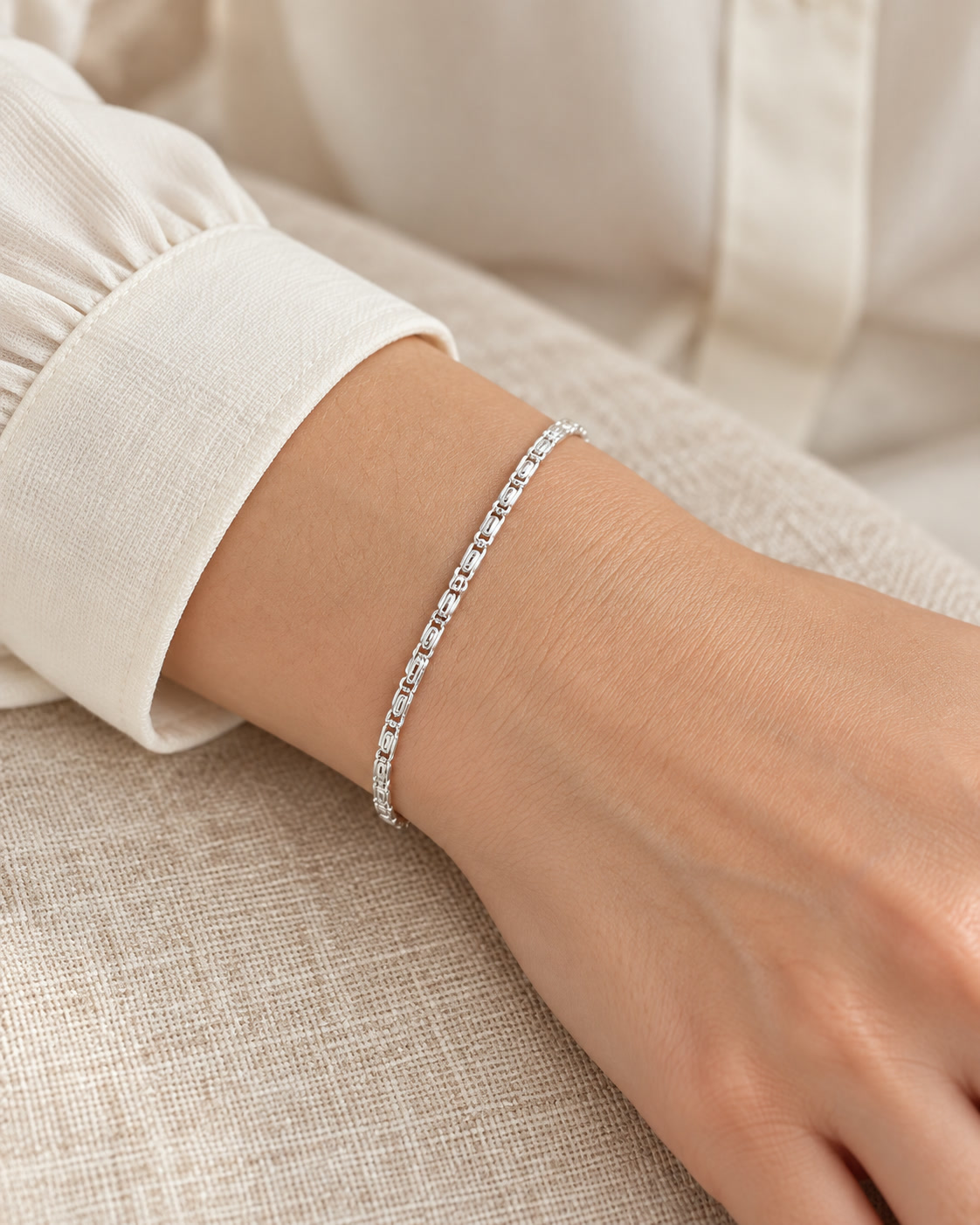 Pulseira Feminina Fina Delicada de Prata 925 Legítima Maciça